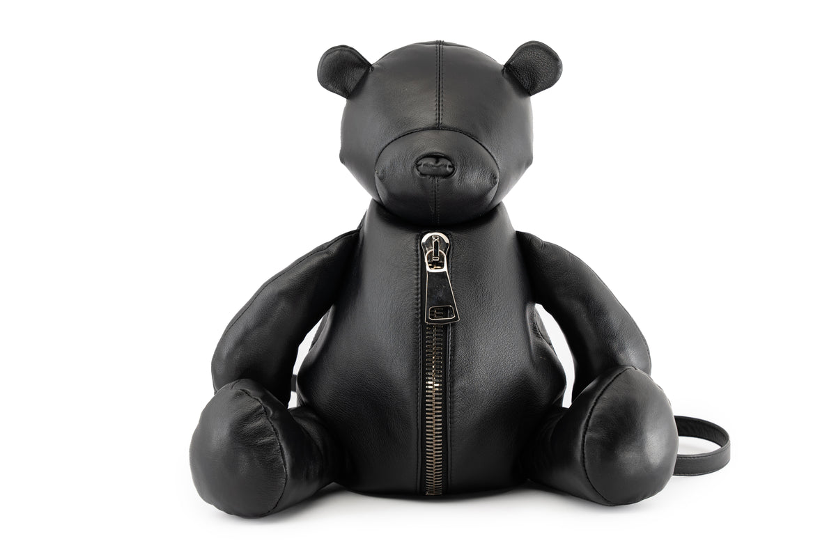 black leather bear backpack Bear backpack ZIPPY