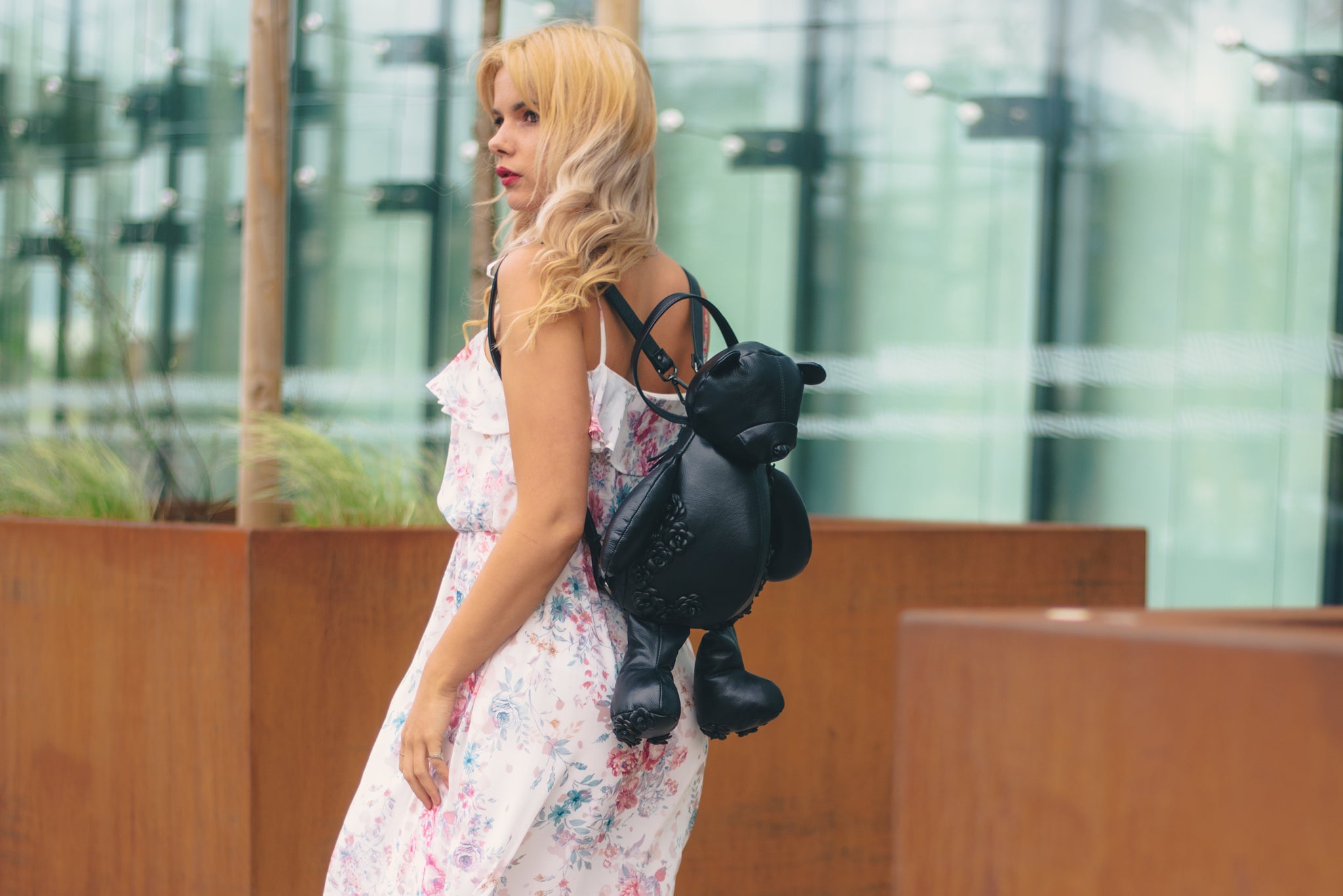 Backpack Bear with flowers – Adelle Latvia