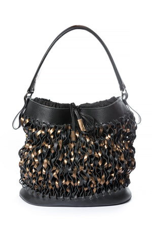 Open image in slideshow, Knitted leather handbag
