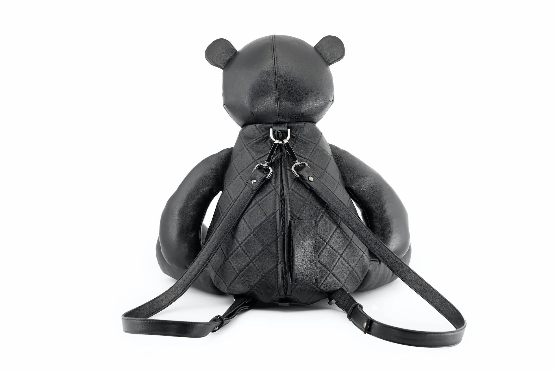 Black Rivtes Zipper Punk Bear Backpack Handbags